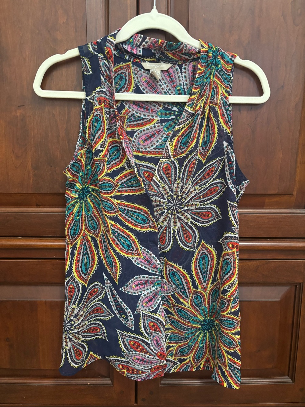 Banana Republic Navy Paisley Floral Tank Top